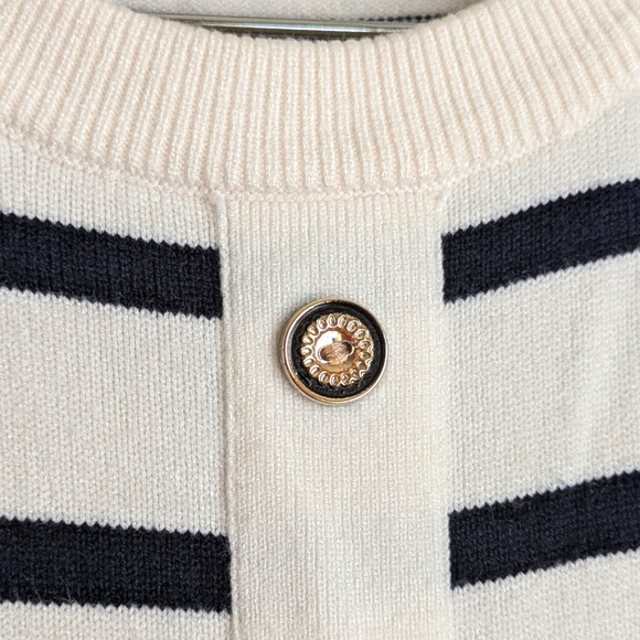 Zesica Midi Striped Crewneck Short Sleeve Knit Button Pleated Swing Dress XL - Picture 5 of 16